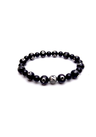 Gümüş Ayyıldız İşlemeli Oltu Taşı Bileklik Çok Renkli