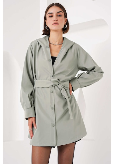 Gabria Çıtçıtlı Trenchcoat Mint Yeşili