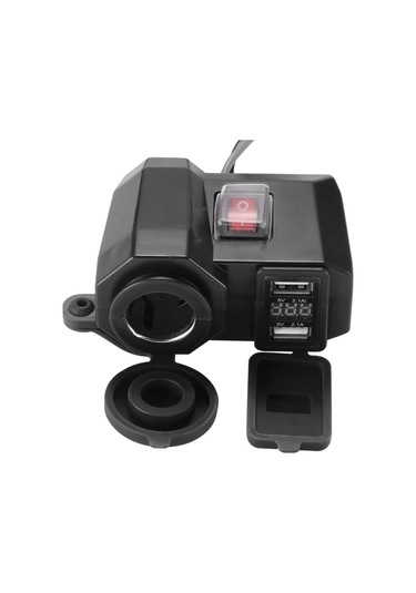 Samdoo Motorsiklet İçin 3'ü 1 Arada Usb Şarj Cihazı - Voltmetreli, Su Geçirmez, Akıllı Telefon Uyumlu