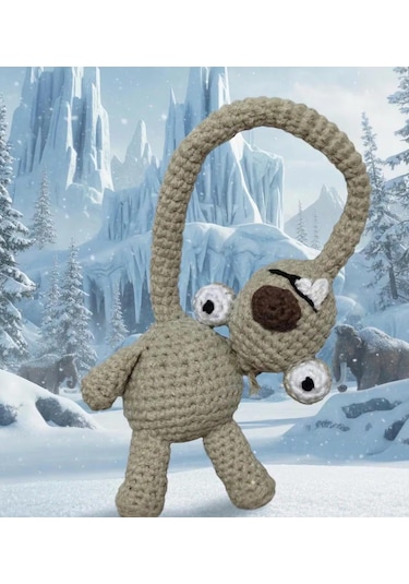 Amigurumi Buz Devri Sid Oyuncak Açık Gri