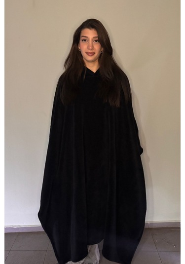 Giyilebilir Hoodie Battaniye Rahat Kalıp Tek Beden Siyah