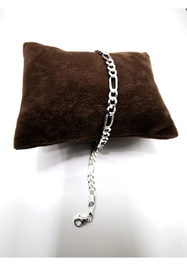 Omar Silver Erkek Figaro Gümüş Bileklik 4,4 Mm