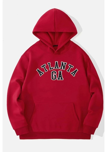 Atlanta Baskılı Sweatshirt Kırmızı