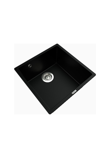 Polex Cristalüx Granit Evye P-X40 Siyah Tezgah Altı Ve Tezgah Üstü Kare Mutfak Evyesi 53.8x44 CM