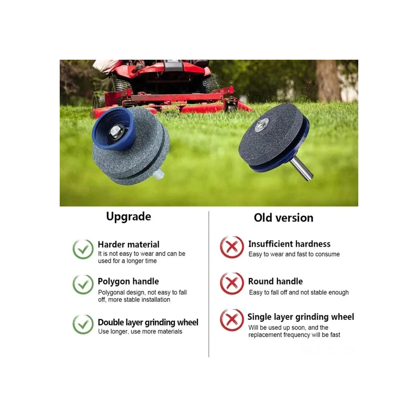 Skycity Elektrik Matkaplı Çift Katlı Çim Biçme Bıçağı Taslaştırıcı - Metal Taslaştırma Ve Parlatma İçin Mavi