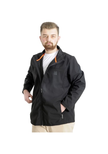 Mode Xl Büyük Beden Erkek Mont Basic Waterproof 21232 Siyah 001