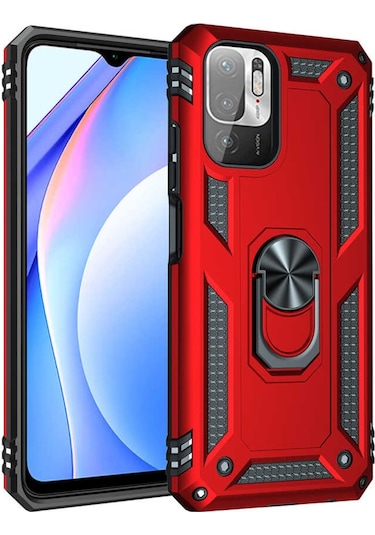 Xiaomi Poco M3 Pro Kılıf Zore Vega Yüzüklü Standlı Zırh Kılıf