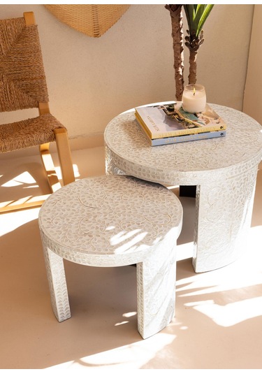 The Mia Sedef Tabure Yan Sehpa 66x48 Cm Tlc0117 Çok Renkli