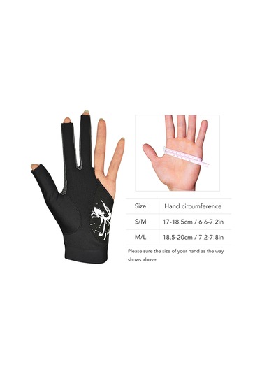 Youtek Sol El İçin Üç Parmak Kesmeli Nefes Alabilir Bilardo Eldiveni - Siyah, S-m Boyut, Esnek Ve Yumuşak