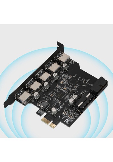 Springsun Pcı-e X1/x16 Usb 3.0 Gen1 5 Port 5gbps Genişletme Kartı, Uasp Desteği, Çoklu Cihaz Erişimi, 19pin, 5x Usb-a