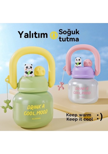 Maoyaya Sevimli Ve Taşın Çiftçecek Büyük Göbek Termos Fincan Beyaz Beyaz