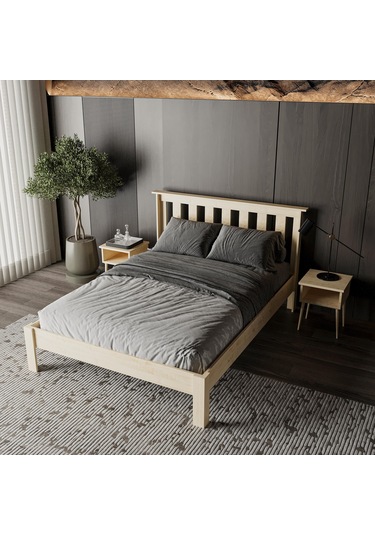 Shark New Ahşap Vernik Karyola Kolay Kurulum-730 Çift Kişilik