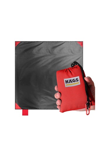 Haegs Cep Yer Örtüsü, Piknik Örtüsü Kamp Matı, Plaj Yer Örtüsü, Su Geçirmez, Kum Tutmaz, Hızlı Kurur, Hafif, Katlanabilir İnce Zemin Örtüsü Outdoor Açık Hava Kamp Yürüyüş Seyahat İçin - El Askılı - 150-150cm - Kırmızı