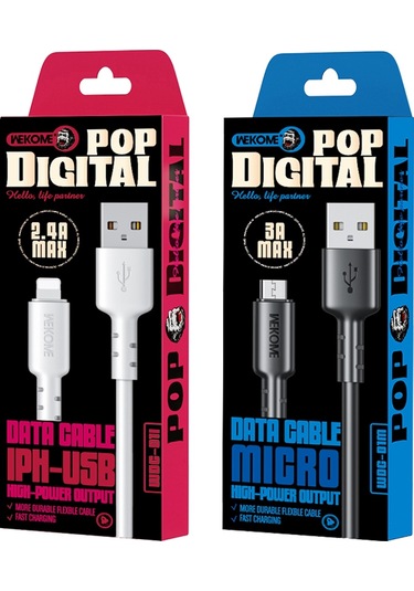 Wekome Wdc-01 Gelgit Enerji Serisi 2.4a Usb'den 8 Pin'e Pvc Veri Kablosu, Uzunluk: 1m Siyah