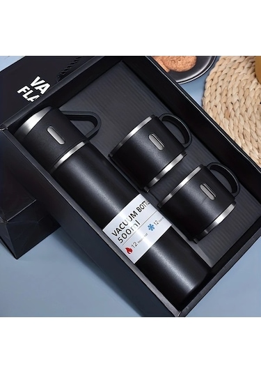 Trendooze Cloud011 Pembe Set 16.9oz Paslanmaz Çelik Termos Bardak, Pratik Seyahat Arkadaşı Pembe