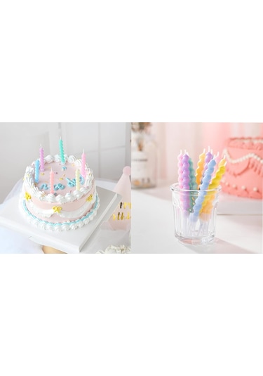 Makaron Renkli Spiral Mum 12 Cm 6 Adet