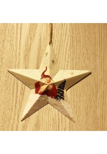 Fortunelane 4 Adet Zarif Noel Baba, Kardan Adam Süsle, Yıldız Kolye, Ağaç Süsleri, Party Dekorasyonu