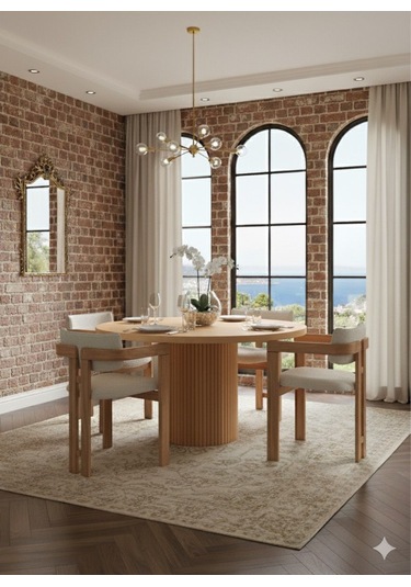 Verona Doğal Ahşap Yuvarlak Yemek Masası Takımı 4 Kişilik Modern Scandinavian Stil Naturel Beyaz Verona Doğal Ahşap Yuvarlak Yemek Masası Takımı 4 Kişilik Modern Scandinavian Stil Naturel Beyaz