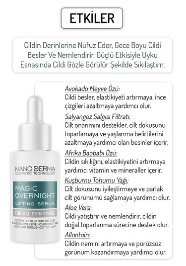 Nanoderma Gece Boyu Etkili Lifting Serumu Cilt Germe Sıkılaştırıc