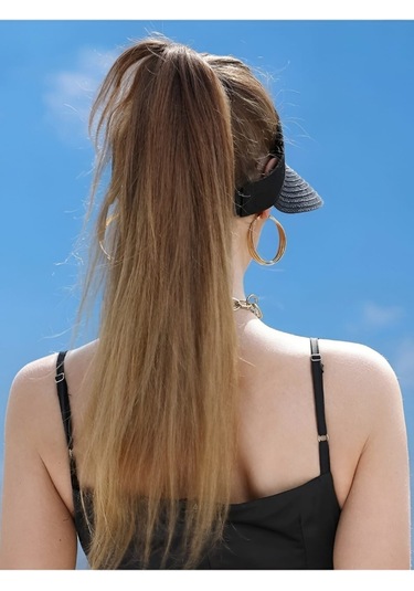Tezzgelsin Kadın Hasır Vizör Şapka Siyah