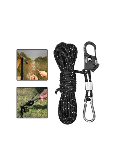 Suntek 4mm Çadır Adam Halat Taşınabilir Kılavuz Siyah Siyah