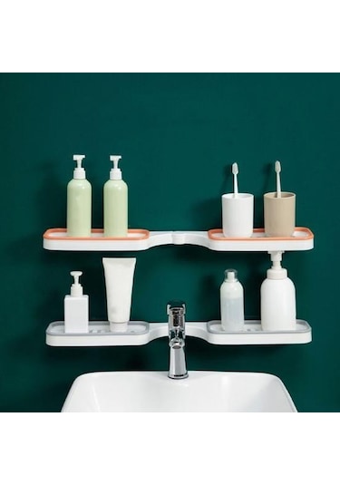 Turuncu Duvara Montaj Köşe Raf Yumruk 180 Derece Dönebilen Içi Boş Drenaj Banyo Organizatör Turuncu