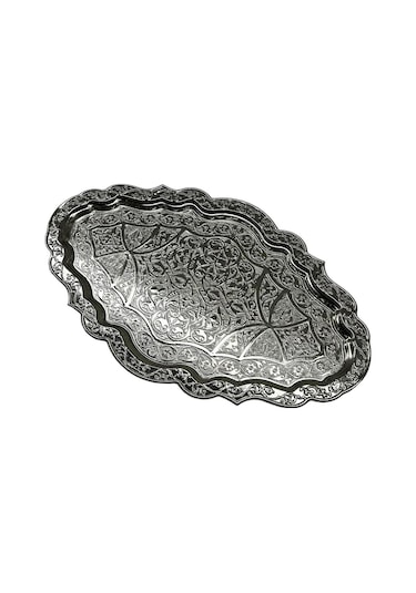 Gümüş İşlemeli Sunum Tepsisi 21cm X 36cm 709758