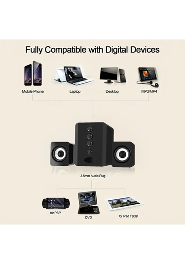Willowhaven Siyah Bağımsız Ayarlı 3 İnç Bass Mini Hoparlörler Usb Tablet Laptop Taşınabilir Yüksek Kalite Ses