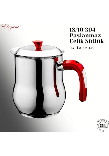2 Lt. Çelik Sütlük Bakalit Kulp - Kırmızı Kırmızı