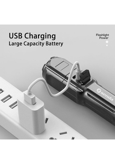 Soulader Şarj Edilebilir Zumlu El Feneri, Su Geçirmez Ve Dayanıklı Kampçılık Yürüyüş Seyahat Aydınlatma Ekipmanı, Açık Hava Etkinlikleri İçin Pratik Taşınabilir Fener Çok Renkli