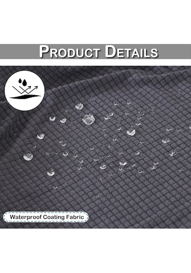 Siyah 1 Parça Su Geçirmez Streç Jakarlı Minder Örtüsü Kanepe Örtüsü Yumuşak Esneklik Normal-1seat