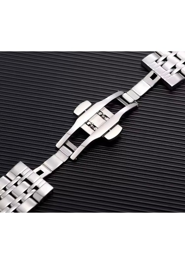 20mm Çapında Ucu Kavisli Gümüş Renk Çelik Saat Kordonu