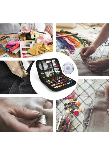 Vkemall 128 Parça El İşçiliği Dikiş Seti - Giysi Tamiri İçin İğne, İp, Makas Ve Aksesuarlar Paketi