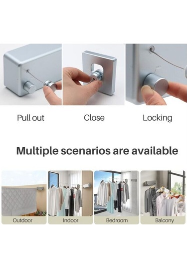 İç Ve Dış Mekan Kullanımı İçin 4,2 M Geri Çekilebilir Çamaşır İpi, Banyo İçin Taşınabilir Duvara Monte Edilebilir Diğer