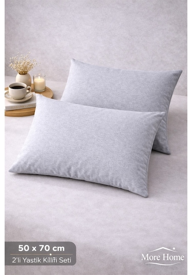 More Home Kapaklı Yastık Kılıfı 2 Adet 50x70 cm Gri