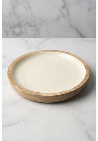 Mango Agacı Pasta Tabağı & Sunum Tabağı 20 Cm Krem Çok Renkli