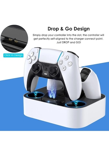 Novahub Yenidery Dual Hızlı Şarj Cihazı Ps5 Kontrolör Standı Sony Playstation 5 Dualsense Beyaz Amerika Birleşik Devletleri Beyaz