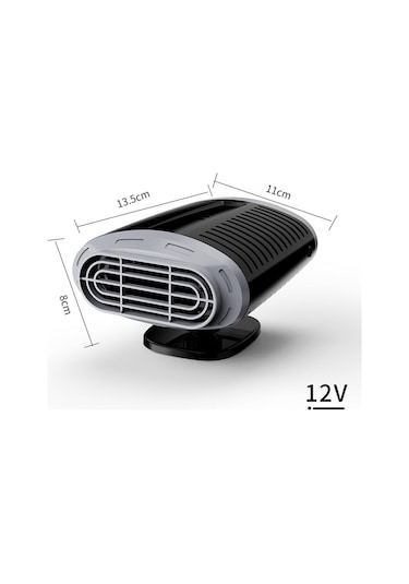 Suntek 120w 360 Dönebilen Isıtma Soğutma 2 Dişli 12 V Oto Isıtıcı Fanı Gri