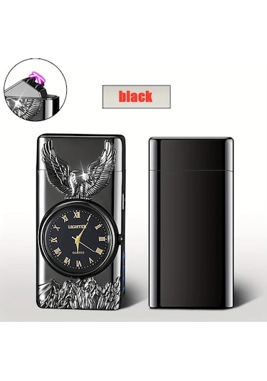 Brightnova 1 Adet Şık Dış Mekan Ateşleme Aleti Black Dual Ark Plazma Çakmak 3d Kartal Kabartmalı Led Aydınlatmalı Kamp Hiking Acil Durum Altın