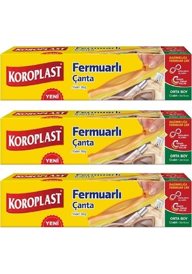 Koroplast Fermuarlı Çanta Orta Boy 3 x 12'li 20 x 18 CM