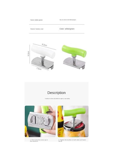 Oi Paslanmaz Çelik Hızlı Şişe Açacağı Ayarlanabilir Konserve Açacağı Gözlük Konserve Kapağı Açacağı Mutfak Aletleri Beyaz