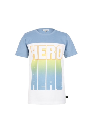 Brz Kids Kontrast Renkli Baskılı Erkek Çocuk Kısa Kollu T-Shirt Ekru