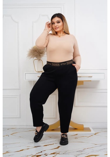 Nelly Büyük Beden Klasik Esnek Bel Pantolon 439025792 Siyah