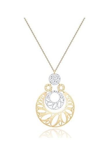 Tektaş - Sarı Beyaz Altın 14 Ayar Trend Taşsız Kolye N11.46060