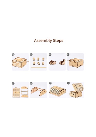 Dianziye Ahşap Dıy Müzik Kutusu 3d Puzzle - Elle Çevirerek Müzik Çalar, Zeka Geliştirir, Dekoratif - Tavşan Modeli Byh703