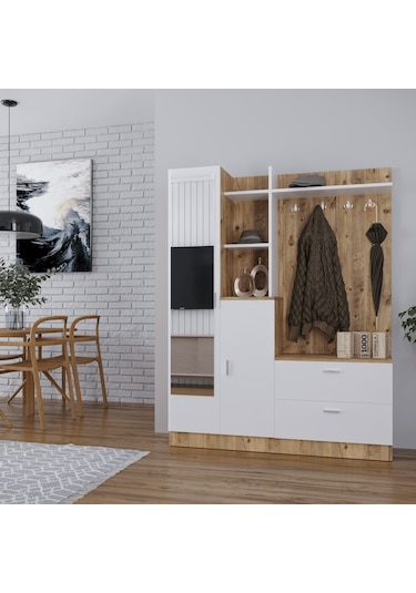 Robinhome Robin Home Jessie Vestiyer Ayakkabılık Portmanto Aynalı Raf Çam