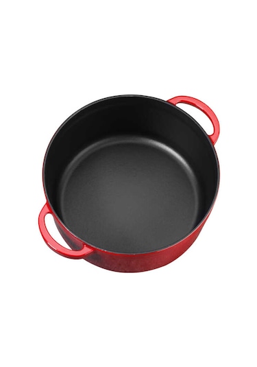 Olika Iron 24 Cm Demir Döküm Basık Tencere Kırmızı