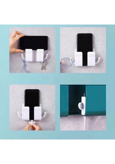 Homyl Duvara Monte Telefon Tutucu Modern Depolama Rafı Pembe