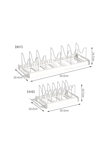 Geri Çekilebilir Ve Ayarlanabilir Mutfak Depolama Rafı Beyaz