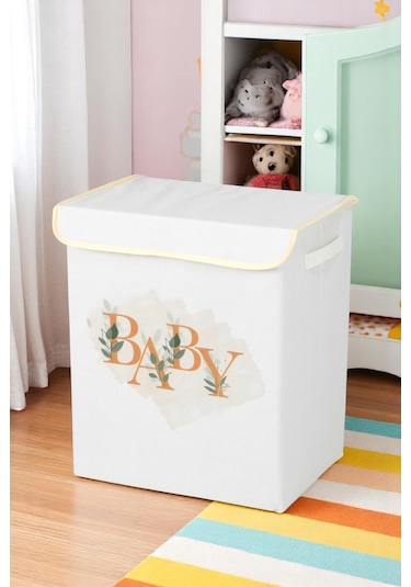 İronika Baby Kapaklı Kutu Dolap İçi Organizer Oyuncak Eşya Çamaşır Saklama Kutusu Düzenleyici Beyaz